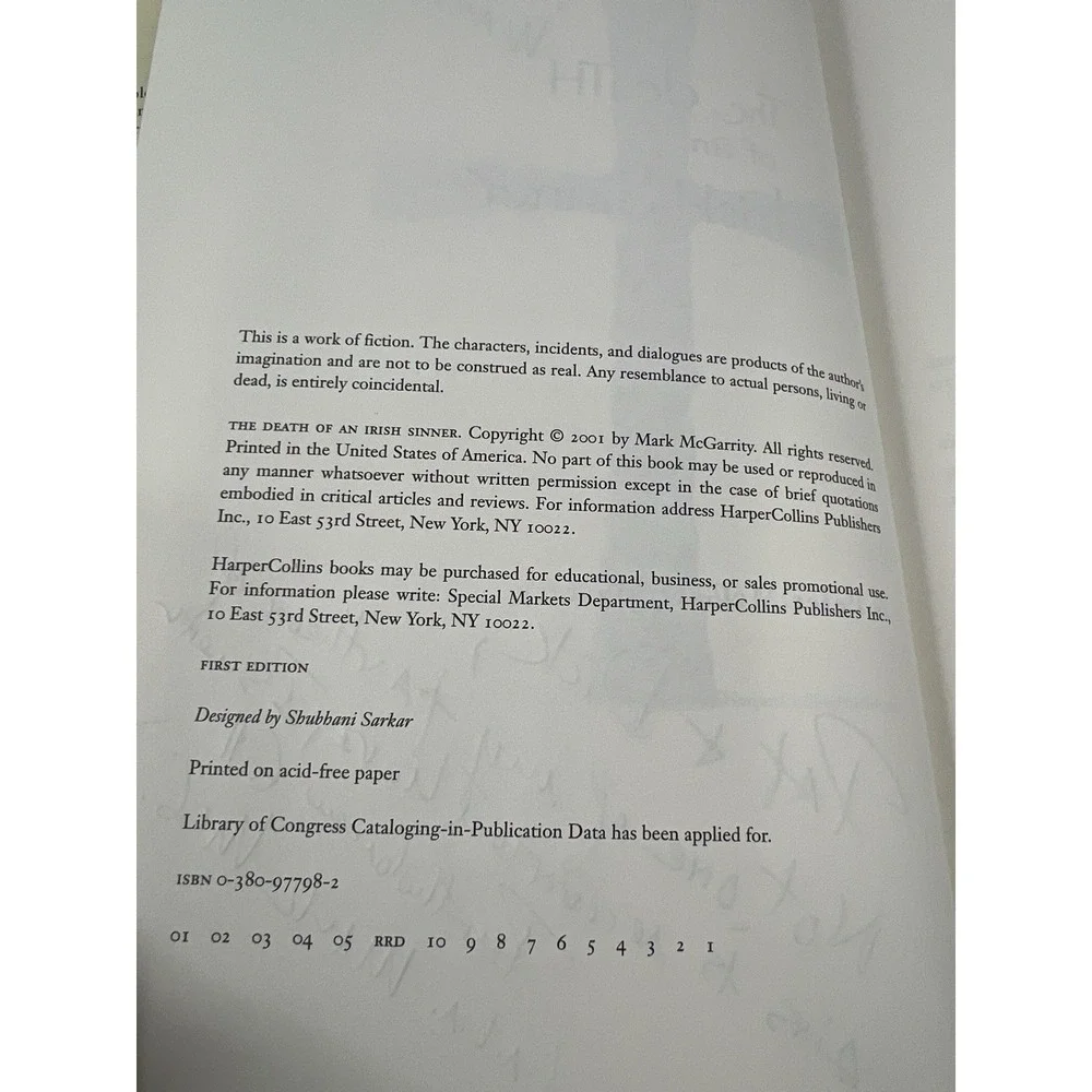 Signed 1st‎ Ed. Bartholomew Gill - Death of an Irish Sinner. Inscribed Hardcover